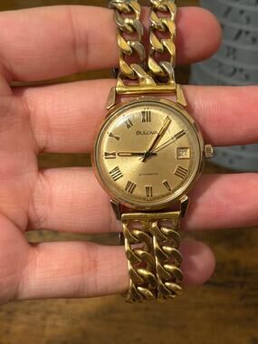 1973 Bulova N3 Automatic 10K RGP Gold-Tone Roman Numeral Date Watch